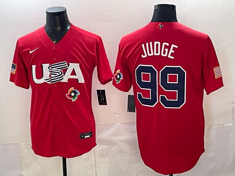 Men 2026 World Cub USA #99 Judge Red Nike MLB Jersey style 004->more jerseys->MLB Jersey